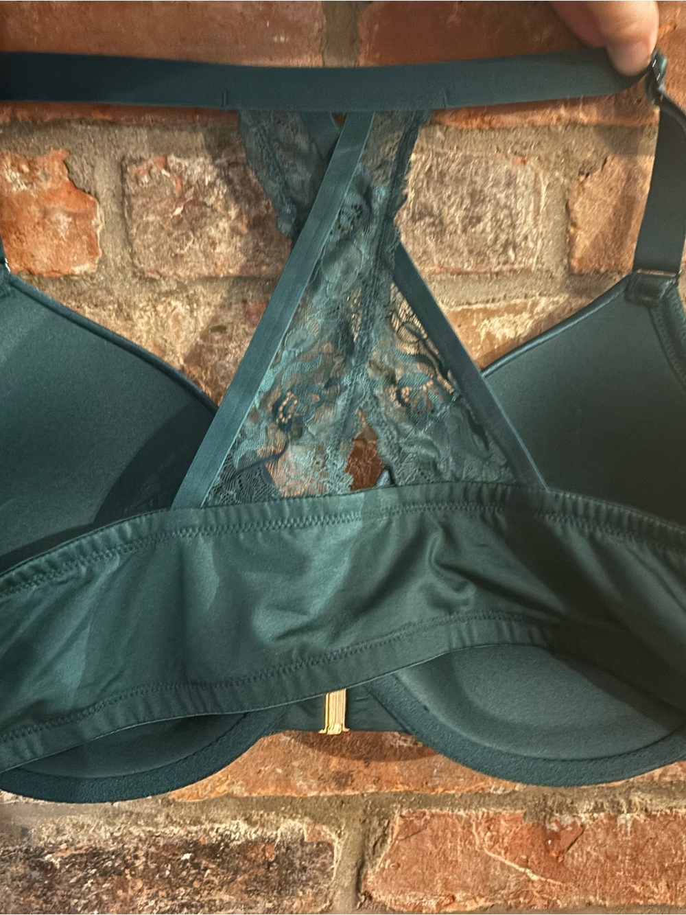 NWT Cacique Lane Bryant 46C Boost Plunge Bra Emerald Green Front Close Lace Race - Picture 6 of 12